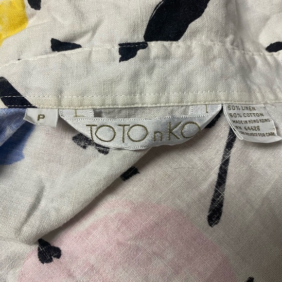 ToTonKo Abstract Print Button Up Long Sleeve Size Petite - Picture 6 of 7